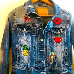 Denim Jacket With Cute Trendy Patches